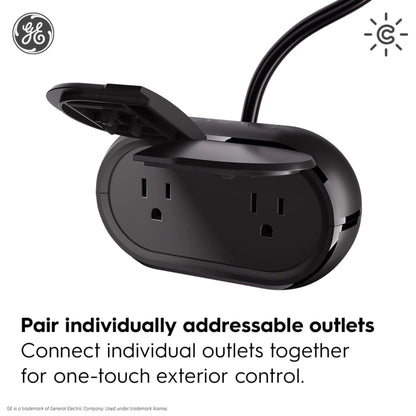 GE Cync Outdoor Smart Plug, Weather Resistant, Works with Alexa and Google, 15 Amps