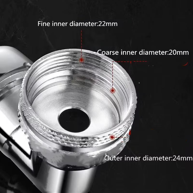 AquaTwist™ 1080° Rotating Faucet Sprayer – Universal Metal Tap Extender with Aerator Nozzle & 22/24mm Adaptor