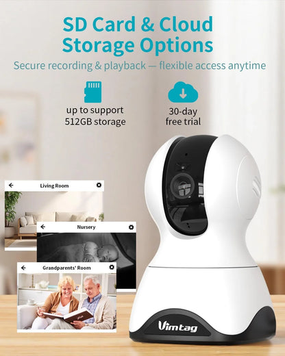 2.5K 5G/2.4Ghz Wifi Pet/Dog/Cat Camera with Phone App, 360° Pan/Tilt Indoor Security Cameras for Home Security, Night Vision, Motion Tracking, 2-Way Audio, Cloud & SD Card Storag, Wired